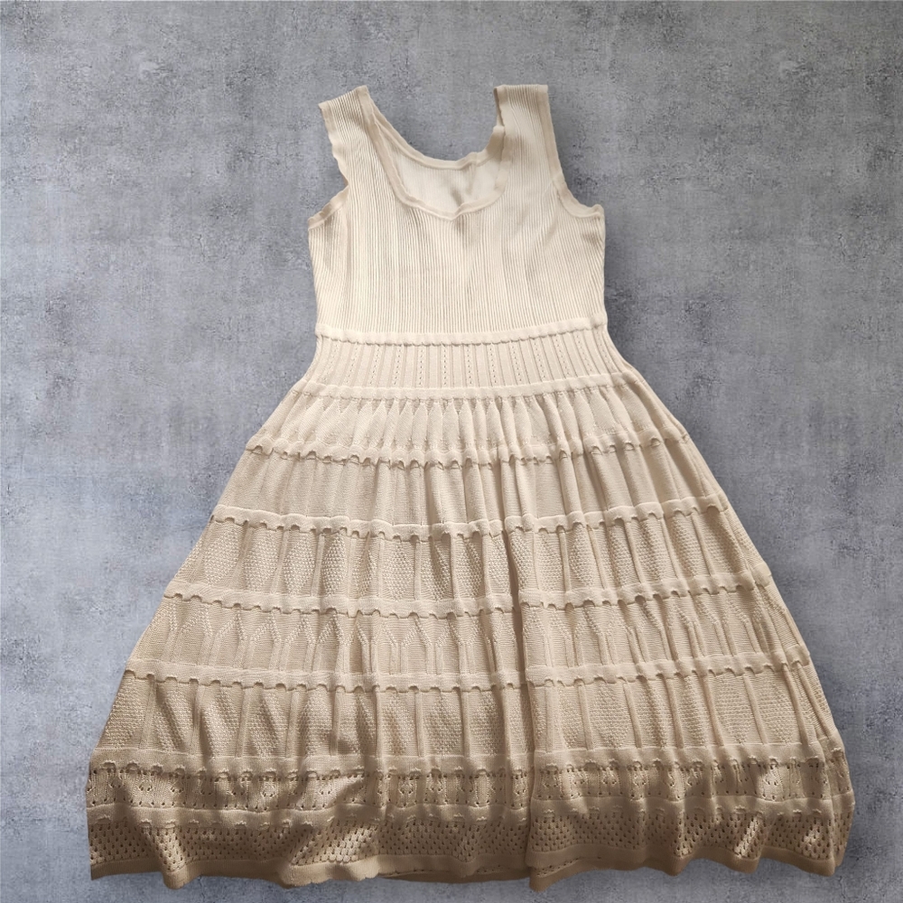 Cream Sleeveless Knit Dress